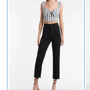 Super high waisted black cropped jeans